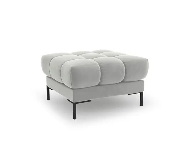 Taburet, Mamaia, Micadoni Home, BL, 60x60x41 cm, catifea, argintiu