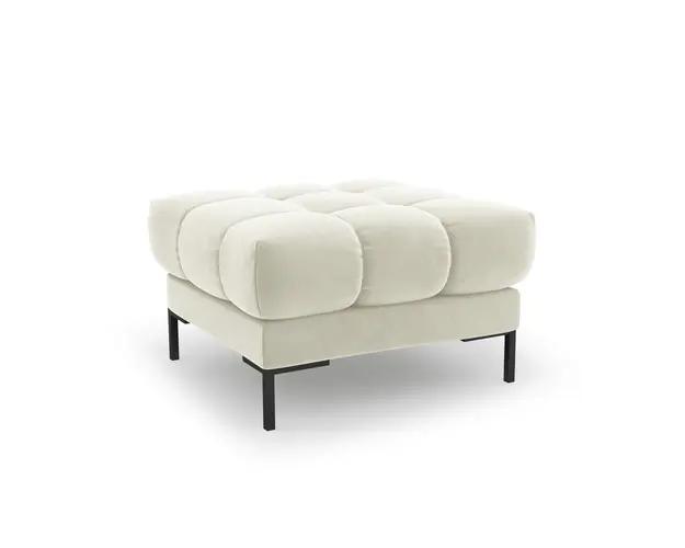 Taburet, Mamaia, Micadoni Home, BL, 60x60x41 cm, catifea, bej deschis