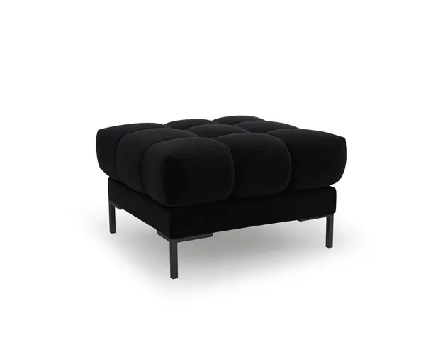 Taburet, Mamaia, Micadoni Home, BL, 60x60x41 cm, catifea, negru
