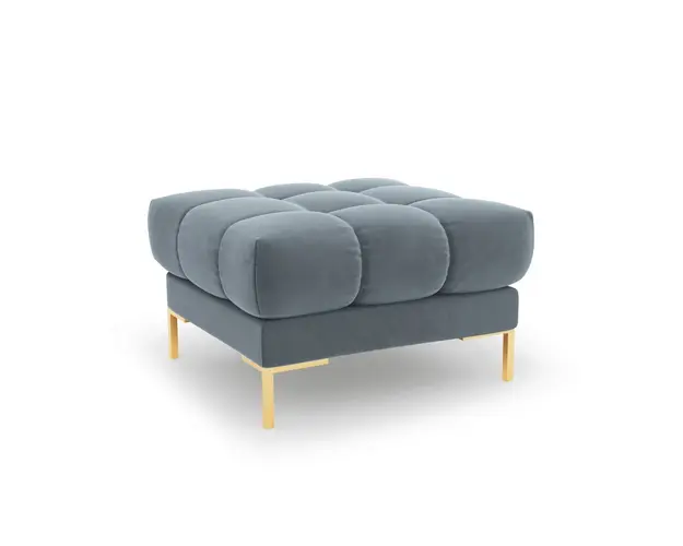 Taburet, Mamaia, Micadoni Home, GL, 60x60x41 cm, catifea, albastru deschis