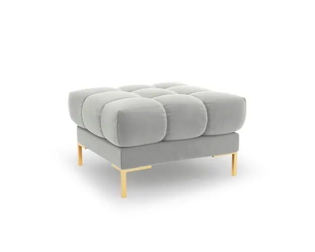 Taburet, Mamaia, Micadoni Home, GL, 60x60x41 cm, catifea, argintiu