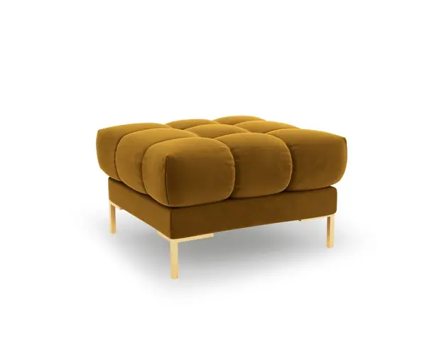 Taburet, Mamaia, Micadoni Home, GL, 60x60x41 cm, catifea, galben