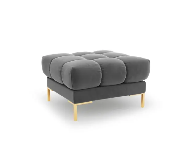 Taburet, Mamaia, Micadoni Home, GL, 60x60x41 cm, catifea, gri deschis