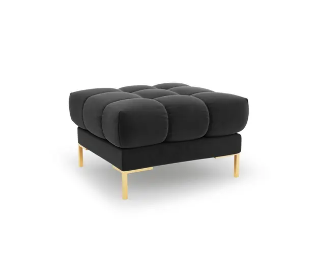 Taburet, Mamaia, Micadoni Home, GL, 60x60x41 cm, catifea, gri inchis