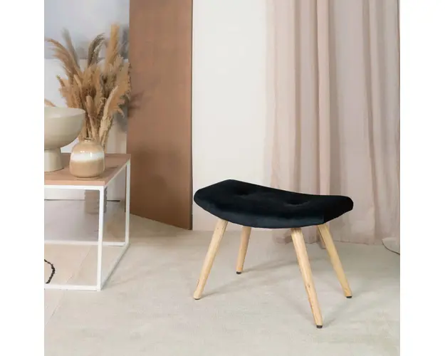 Taburet Moss, Homla, 61x41x38 cm, lemn/catifea din poliester, negru