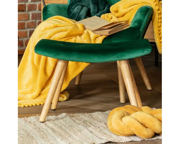 Taburet Moss, Homla, 61x41x38 cm, lemn/catifea din poliester, verde