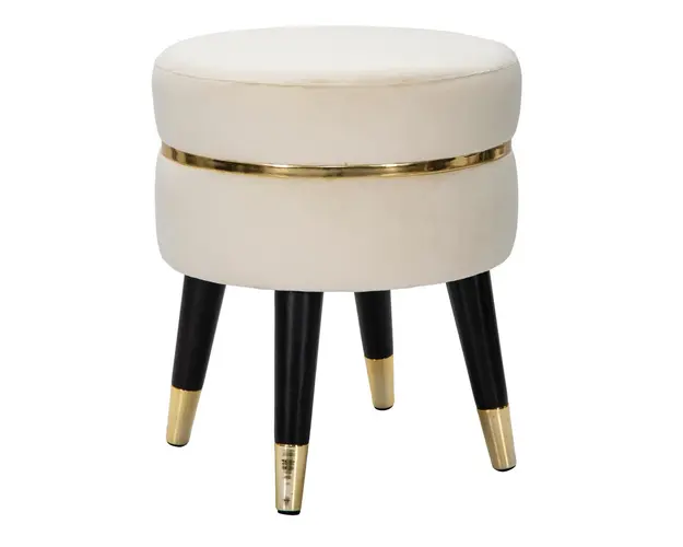 Taburet Paris, Mauro Ferretti, Ø 35x40.5 cm, catifea, crem/auriu