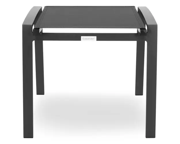 Taburet pentru gradina/terasa Cosmo, 54x52x46.5 cm, aluminiu/textilina, negru