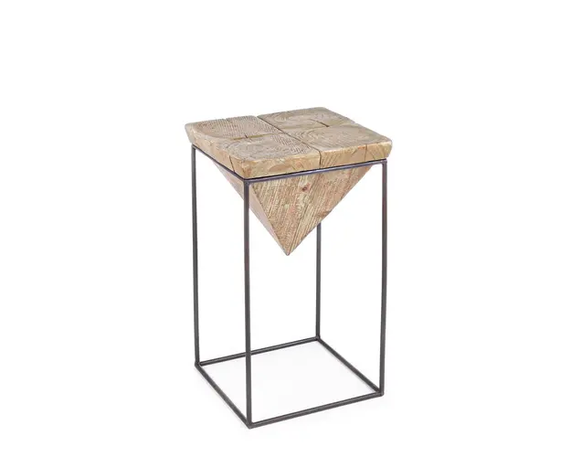 Taburet Prismy, Bizzotto, 31 x 31 x 55 cm, otel/lemn de brad