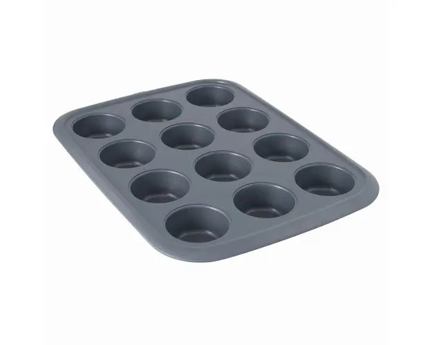 Tava de copt pentru 12 briose BergHOFF, Gem, 46.5 x 35 cm, Ø8 cm, otel carbon, strat antiaderent