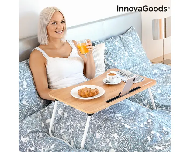 Masa pliabila pentru laptop sau mic dejun InnovaGoods, 60x27x40 cm, MDF/metal