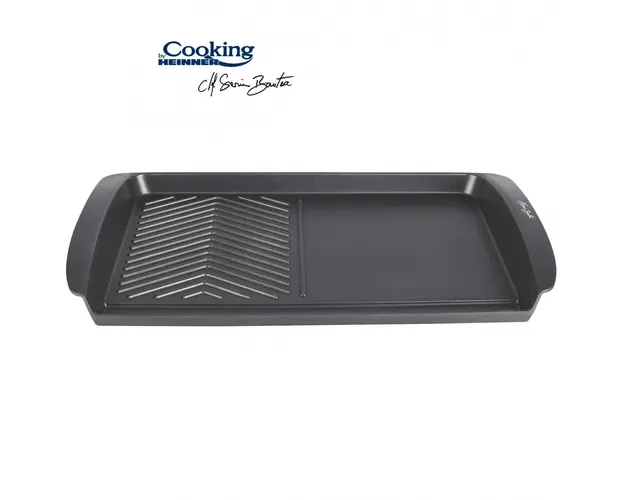 Tava plita + gratar Heinner Home, 50 x 28 x 6 cm, aluminiu turnat, negru