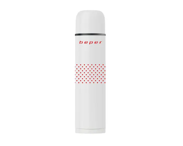 Termos Beper, 6.7x6.7x25 cm, 500 ml, inox, alb/rosu