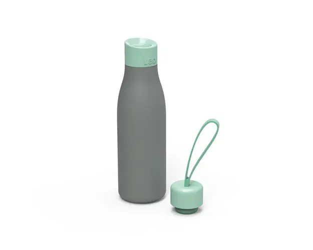 Termos cu 2 capace BergHOFF, Leo Line, Ø7 x 23 cm, 500 ml, otel, gri/verde