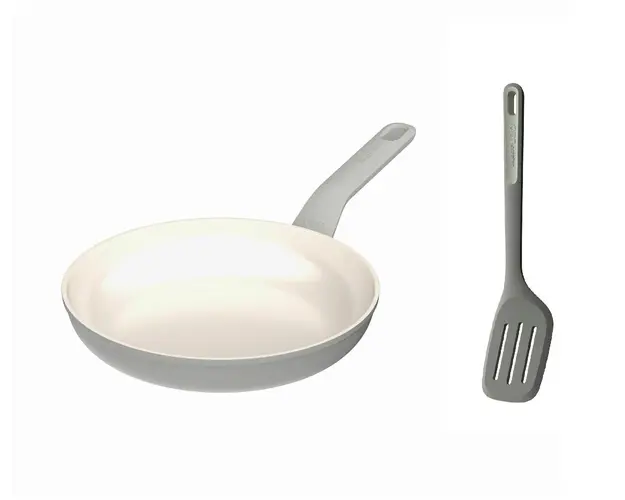 Tigaie cu spatula BergHOFF, Leo Balance Moonmist, Ø24 cm, 1.7 L, 35 cm, aluminiu reciclat, strat antiaderent
