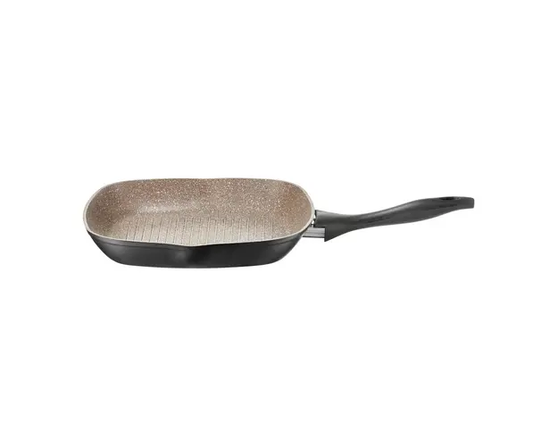 Tigaie grill Arras, Ambition, 28x28 cm, invelis Qualum Basic Stone, aluminiu, negru/maro