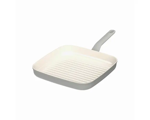 Tigaie grill BergHOFF, Leo Balance Moonmist, 28 x 28 cm, 2.6 L, aluminiu reciclat, strat antiaderent