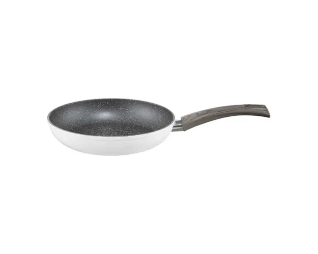 Tigaie Wavy, Ambition, 28 cm, invelis Qualum Basic Stone Edition, aluminiu forjat, alb