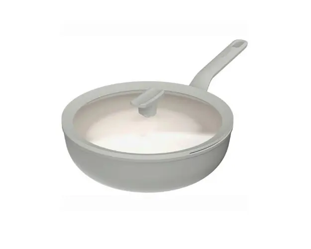 Tigaie wok cu capac BergHOFF, Leo Balance Moonmist, Ø28 cm, aluminiu reciclat, strat antiaderent