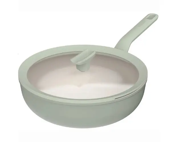 Tigaie wok cu capac BergHOFF, Leo Balance Sage, Ø28 cm, aluminiu reciclat, strat antiaderent, verde