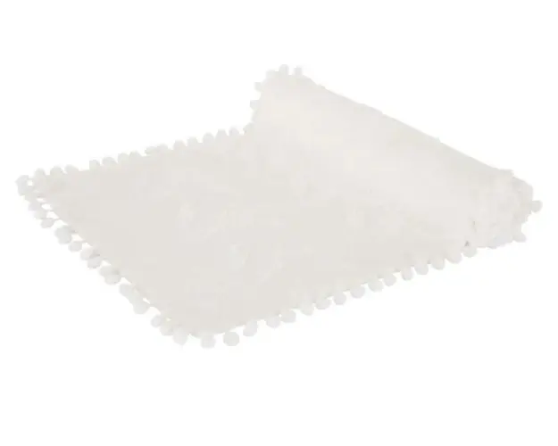 Traversa de masa Lovely Feather, Ambition, 40x150 cm, poliester, alb