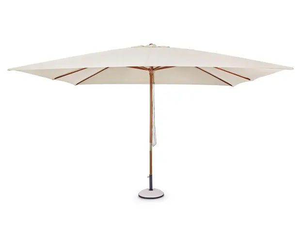 Umbrela pentru gradina/terasa Syros, Bizzotto, 400 x 300 x 270 cm, stalp Ø48 mm, lemn/poliester, natural