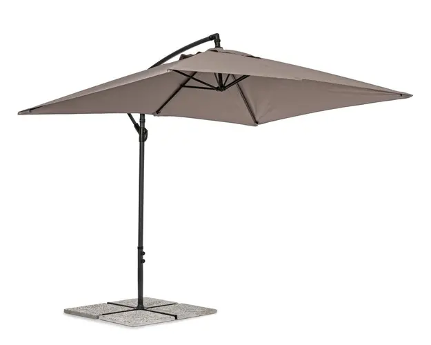Umbrela pentru gradina/terasa Texas, Bizzotto, 300 x 200 x 260 cm, stalp 48 mm, stalp rotativ 360, otel/poliester, grej