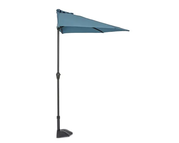 Umbrela semirotunda pentru balcon/terasa Kalife Halfmoon, Bizzotto, 270 x 135 x 232 cm, stalp Ø36/38 mm, albastru cloud
