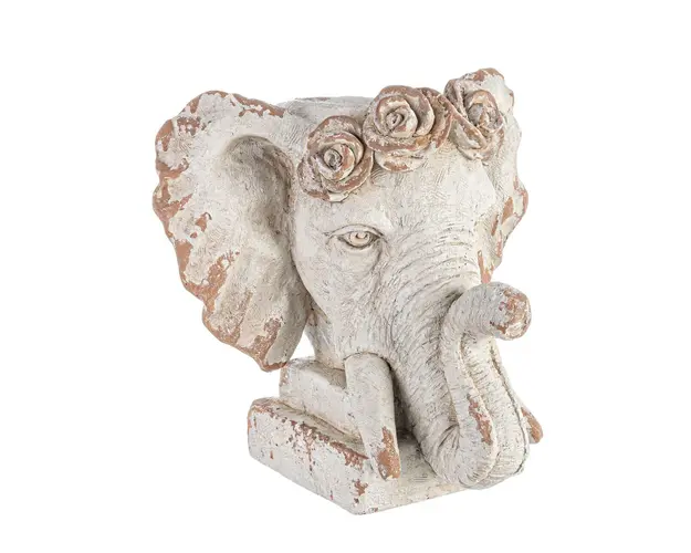 Vaza / Ghiveci de exterior Elephant Head, Bizzotto, 48 x 38 x 43 cm, magneziu