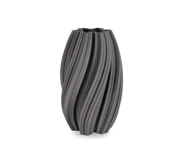 Vaza Joleen, Bizzotto, Ø20 x 31 cm, ceramica imprimata 3D, interior rezistent la apa, gri