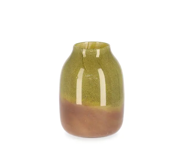 Vaza Venus, Bizzotto, Ø 16.1 x 21.2 cm, sticla, handmade, verde/portocaliu