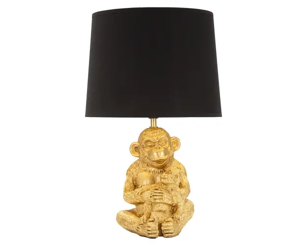 Veioza, Mauro Ferretti, Monkey Mum, Ø 30 x 49 cm, polirasina/fier/hartie/textil, auriu/negru