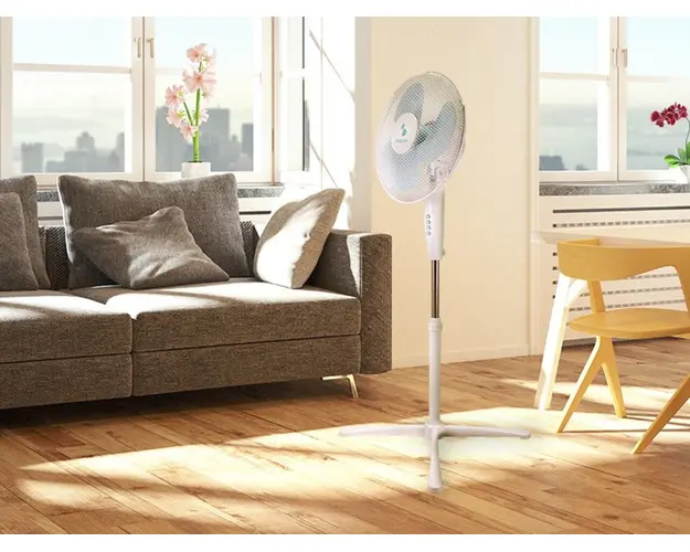 Ventilator cu picior Beper, 65x65x125 cm, otel, alb