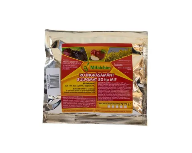Sulfomat 80PU 1 kg, fungicid de contact pe baza de Sulf, Mifalchim, fainare (vita de vie, mar Jonathan)