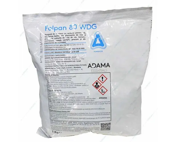 Folpan 80WDG 1 kg fungicid contact Adama (vita de vie, mar, prun, ceapa, cartofi, hamei, tomate rasad)