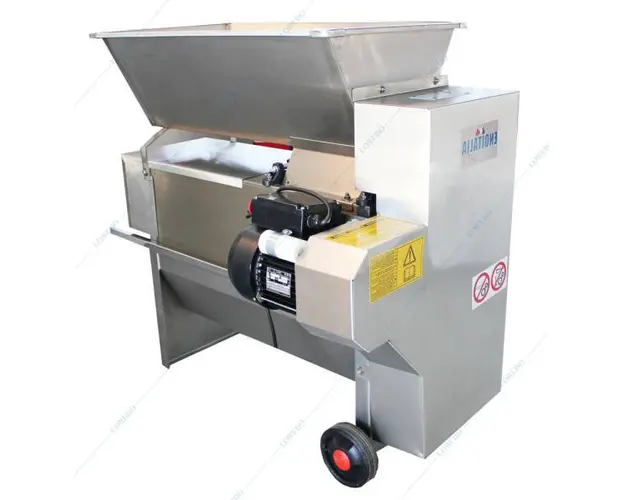 Eno 20 inox, zdrobitor desciorchinator struguri, cu motor, Enoitalia, cuva si carcasa inox, cuva cu snec, pompa preluare mustuiala, motor 1,5 kW, productivitate 1600-1800 kg/h, productie Italia