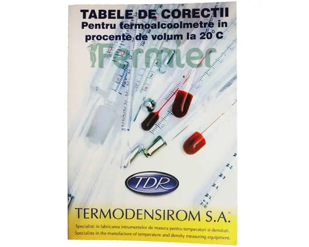 Tabele corectie volum (pentru determinarea tariei alcoolice cu ajutorul termoalcoolmetrului la orice temperatura)