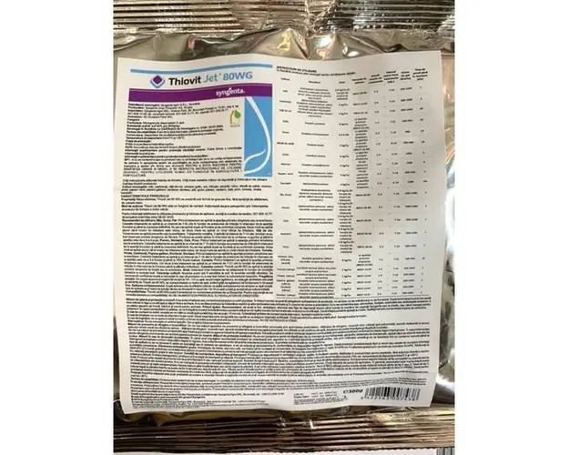 Thiovit Jet 300 gr, fungicid de contact pe baza de Sulf, Syngenta, fainare (ardei, cais, castraveti, orz, triticale, secara, dovleac, mar, morcov, nectarin)