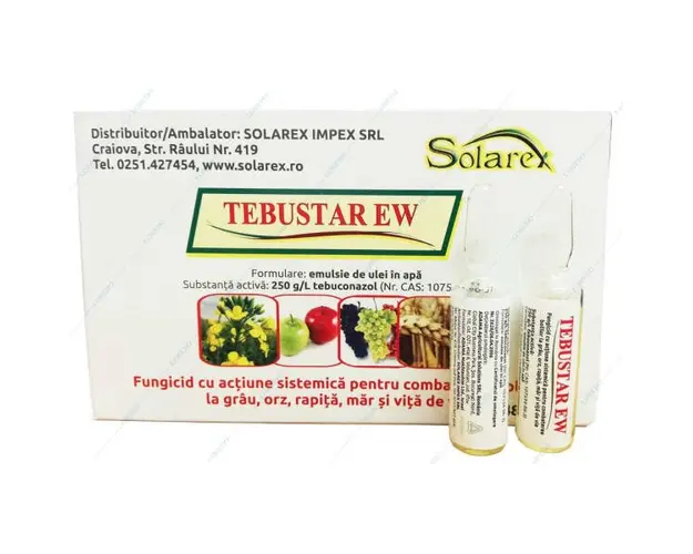 Tebustar EW 5 ml, fungicid sistemic, Nufarm, grau, orz (fainare, septorioza, ruginam patarea bruna), pomi fructiferi (fainare, monilioza), tomate (alternarioza), vita de vie (fainare)