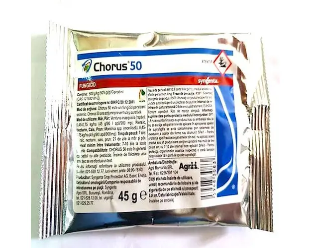 Chorus 50WG 45 gr, fungicid sistemic Syngenta (mar, par, piersic, nectarin, cais, prun)