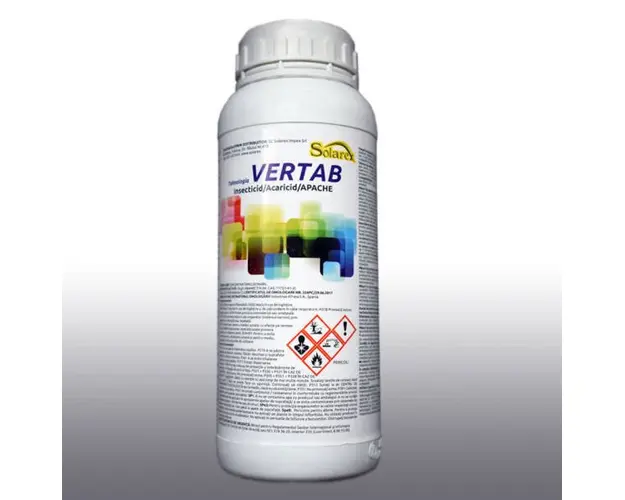 Vertab 10 ml, insecticid acaricid de contact si ingestie, Afrasa (vita de vie, mar, par, piersic, tomate, vinete, salata, pepeni, dovleac, dovlecei, castraveti, capsuni)
