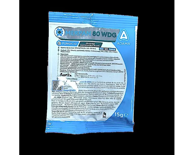 Merpan 80WDG 15 gr fungicid de contact, Adama (mar, tomate, castraveti, fasole, tutun, par, cires, cais, piersic, prun, zmeur)