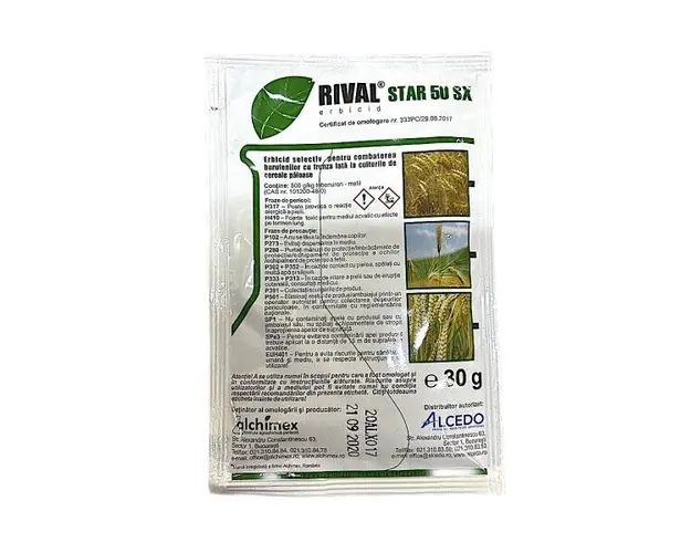 Rival Star 30 gr, erbicid postemergent selectiv sistemic cereale, Alchimex, buruieni cu frunza lata din culturile de grau, orz, orzoaica, ovaz, secara, triticale