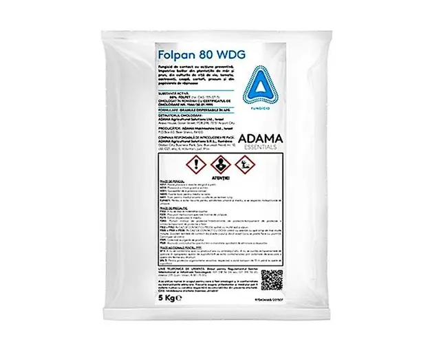Folpan 80WDG 5 kg fungicid contact Adama (vita de vie, mar, prun, ceapa, cartofi, hamei, tomate rasad)