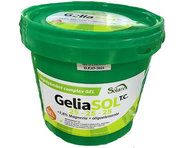 Geliasol 25-25-25+3,8MGO 12 kg, ingrasamant/ fertilizant fertirigare, NPK echilibrat+ Magneziu si microelemente, Solarex