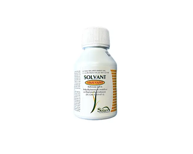 Solvant 100 ml, adjuvant, Solarex, imbunatateste absortia substantelor de catre planta, se utilizeaza impreuna cu fungicide, insecticide sau erbicide