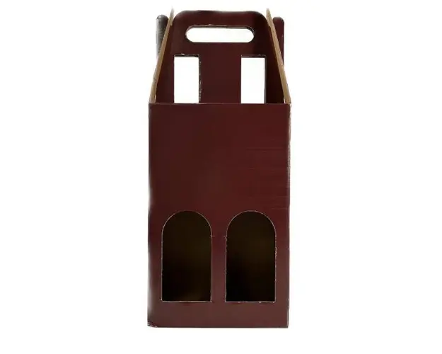 Cutie pentru 2 sticle, culoare Bordeaux cu gat deschis