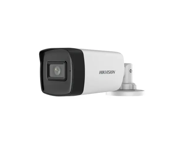 Kit Camera supraveghere exterior Hikvision DS-2CE17H0T-IT3FS2, 5 MP, 2.8 mm, IR 40 m, audio prin coaxial, microfon + alimentator