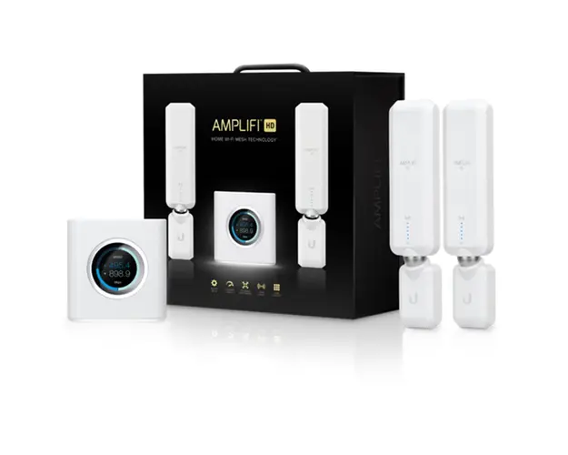 Router wireless cu MeshPoint Ubiquiti AmpliFi HD AFi-HD, 450 Mbps/1300 Mbps, 2.4 / 5 GHz, 5 porturi, ecran tactil