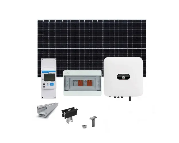 Sistem Fotovoltaic complet cu montaj si dosar prosumator inclus 5 kWp, invertor monofazat hibrid Huawei si 11 panouri Canadian Solar, montaj pe acoperis inclinat